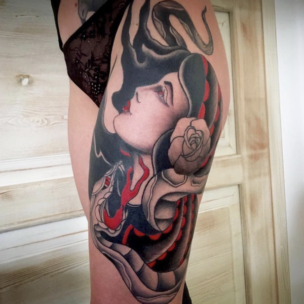 tatuaggio traditional realizzato presso Sonos Tattoo Art, studio di tatuaggi a Tortolì, Ogliastra
